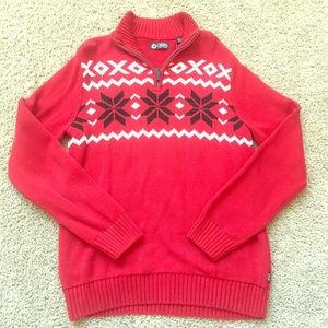 Red half zip sweater